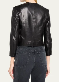 R13Front-Snap Leather Jacket