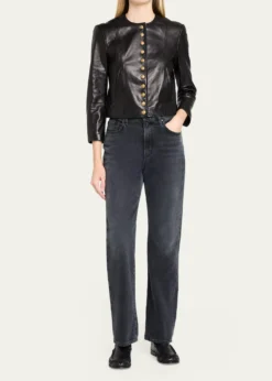 R13Front-Snap Leather Jacket
