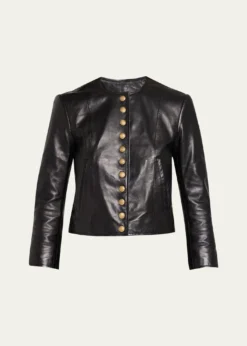 R13Front-Snap Leather Jacket