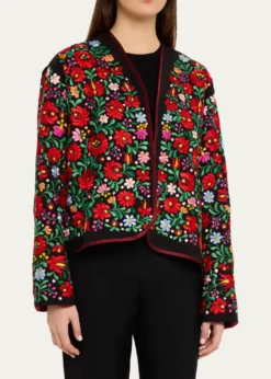 Rianna + NinaFloral Embroidered Mini Blouson Jacket