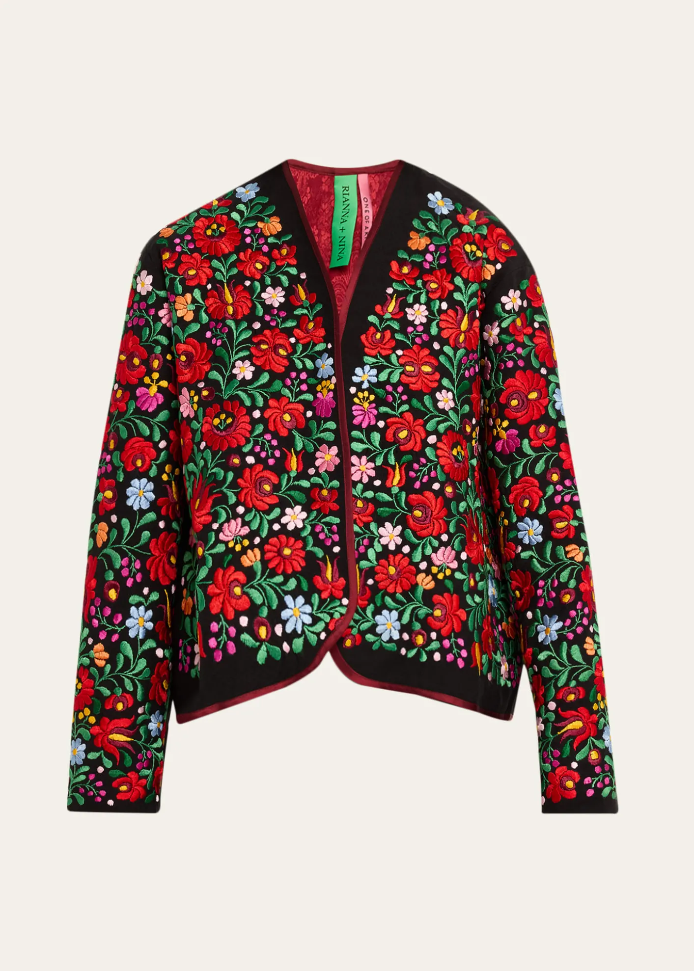 Rianna + NinaFloral Embroidered Mini Blouson Jacket