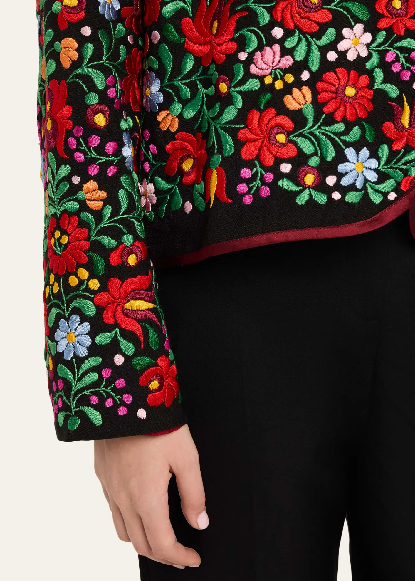 Rianna + NinaFloral Embroidered Mini Blouson Jacket