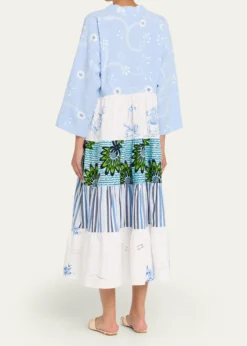 Rianna + NinaOoak Kendima Volant Tiered Patchwork Midi Dress