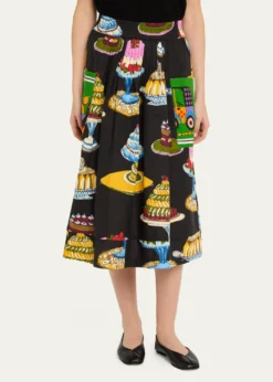 Rianna + NinaPrinted Pocket Pleated Midi Pull-On Skirt