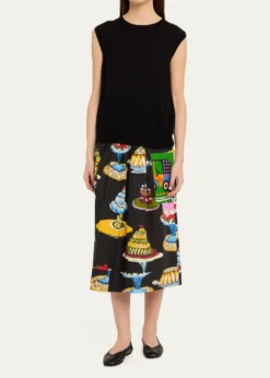Rianna + NinaPrinted Pocket Pleated Midi Pull-On Skirt