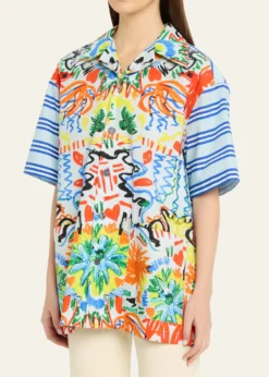 Rianna + NinaTropical-Print Cotton Shirt