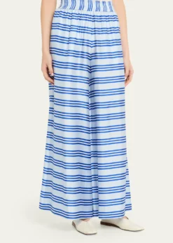 Rianna + NinaWide-Leg Striped Silk Pants