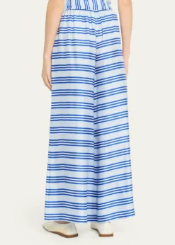 Rianna + NinaWide-Leg Striped Silk Pants
