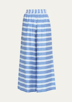Rianna + NinaWide-Leg Striped Silk Pants