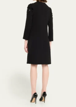 Rickie Freeman for Teri JonA-Line Floral Applique Crepe Dress