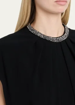 Rickie Freeman for Teri JonBeaded Crepe A-Line Midi Dress