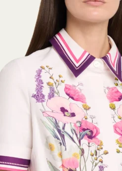 Rickie Freeman for Teri JonBelted Floral-Print Cotton Midi Shirtdress