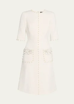 Rickie Freeman for Teri JonBead-Embellished Boucle Dress