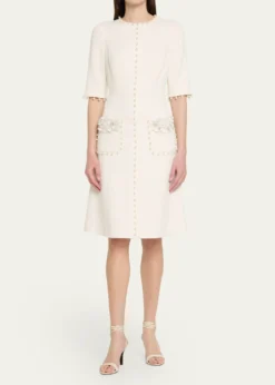 Rickie Freeman for Teri JonBead-Embellished Boucle Dress