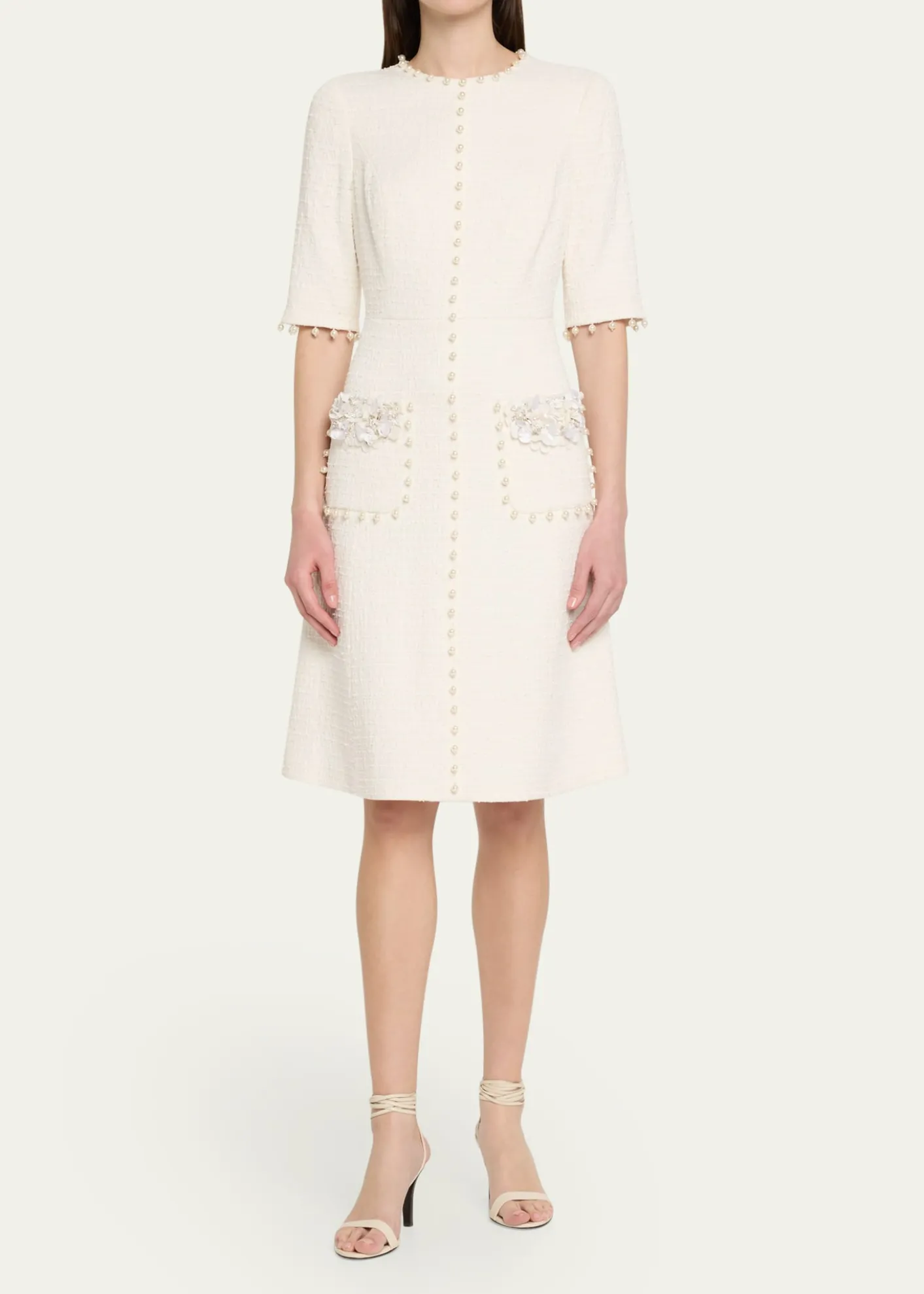 Rickie Freeman for Teri JonBead-Embellished Boucle Dress