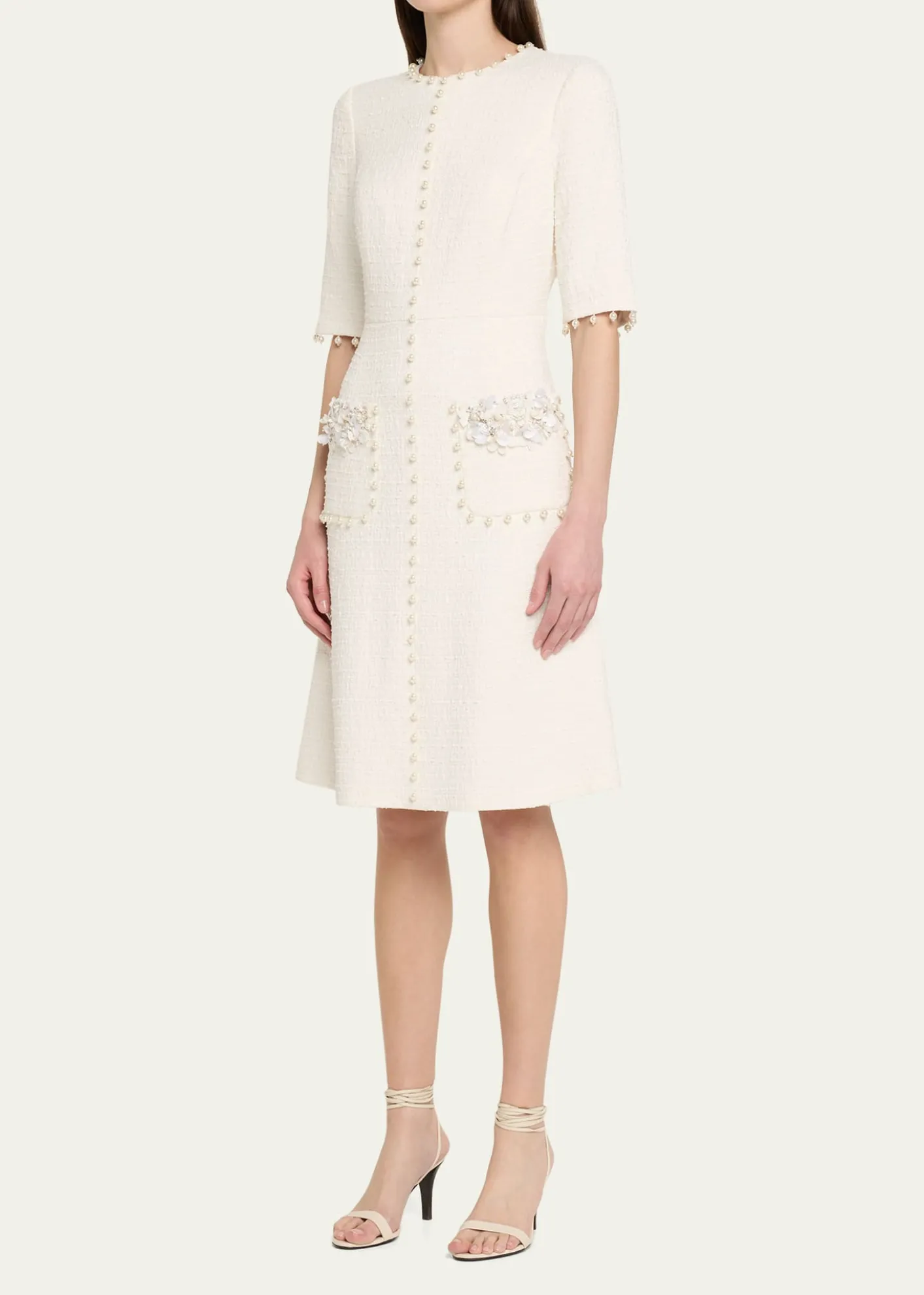 Rickie Freeman for Teri JonBead-Embellished Boucle Dress