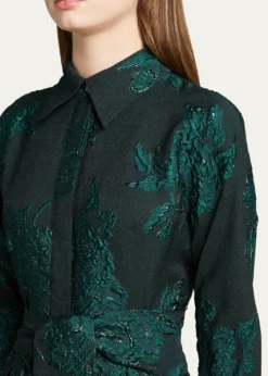 Rickie Freeman for Teri JonBelted Jacquard Shirtdress Gown