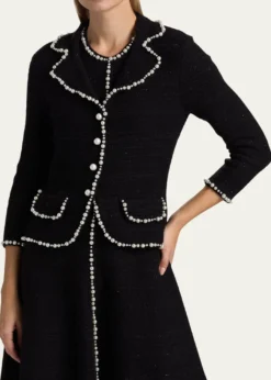 Rickie Freeman for Teri JonBead-Trim Metallic Tweed Blazer