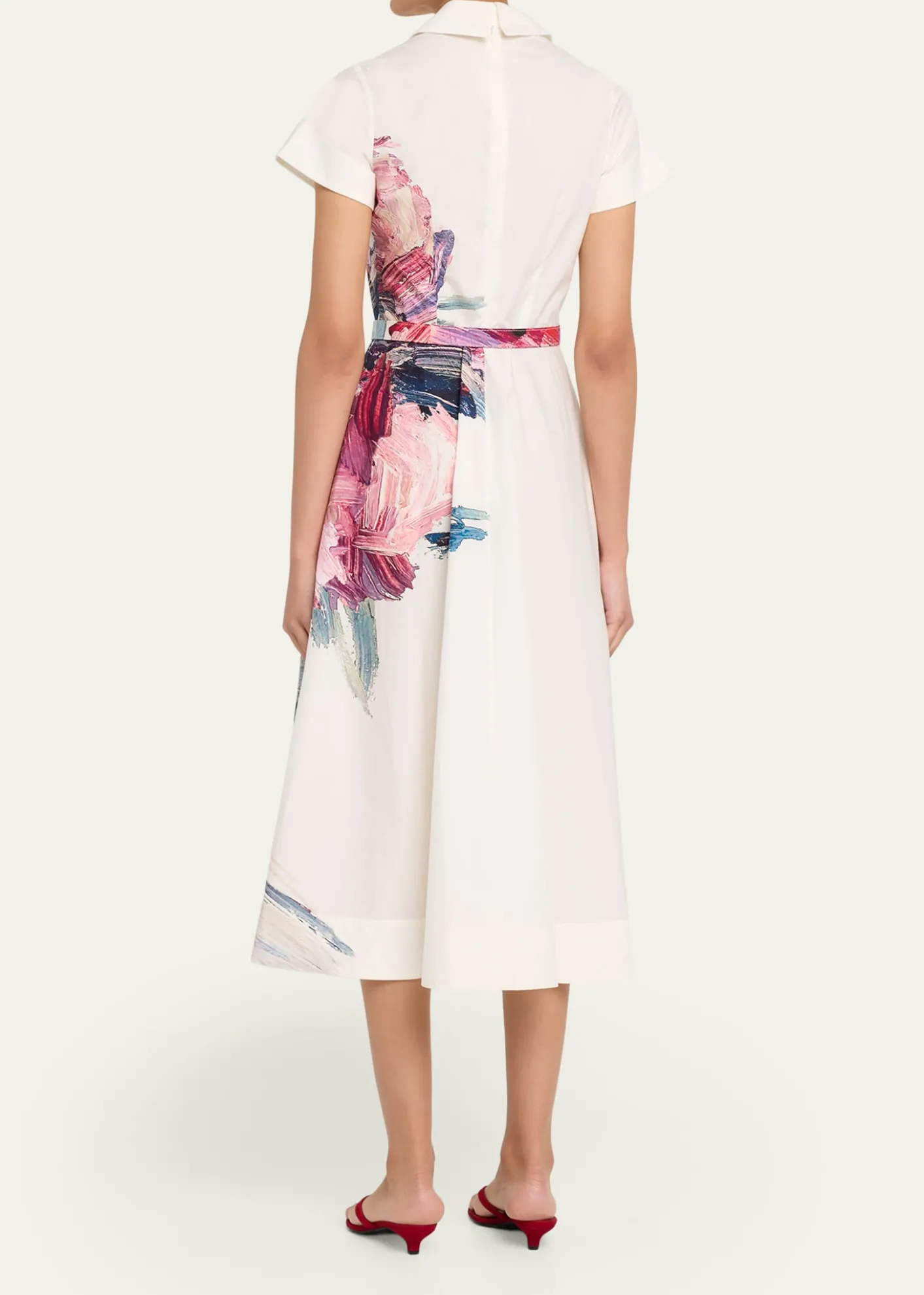 Rickie Freeman for Teri JonCotton Floral Short-Sleeve Shirtwaist Dress