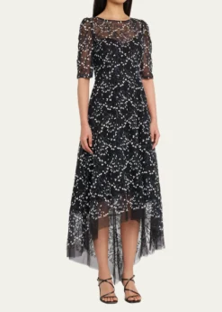 Rickie Freeman for Teri Jon3D Lace High-Low Cocktail Dress