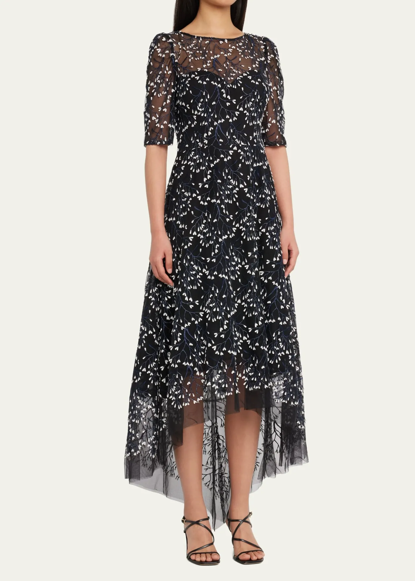 Rickie Freeman for Teri Jon3D Lace High-Low Cocktail Dress