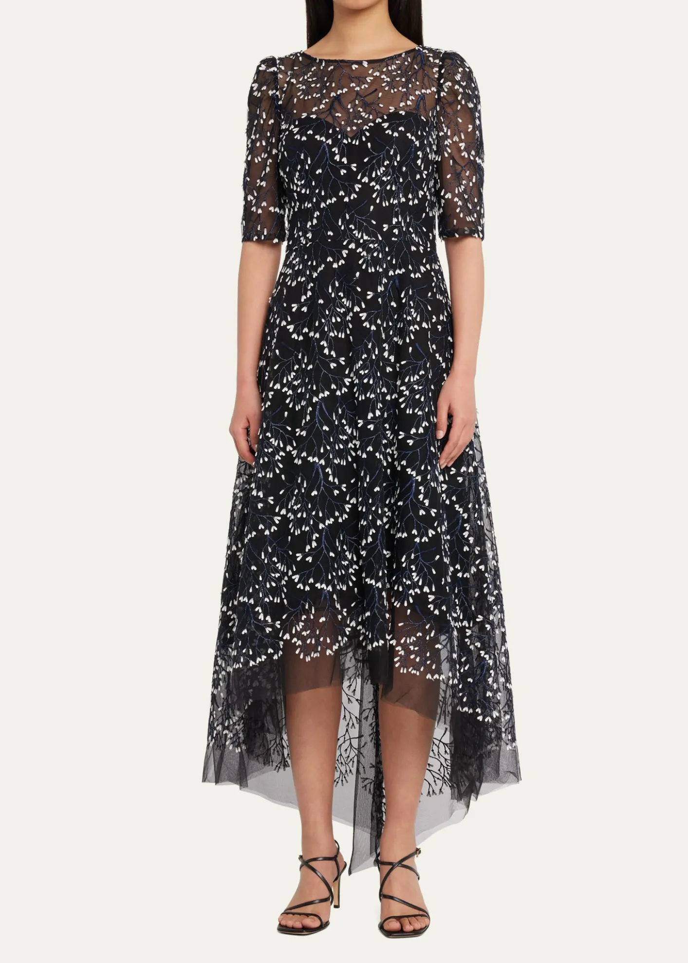 Rickie Freeman for Teri Jon3D Lace High-Low Cocktail Dress