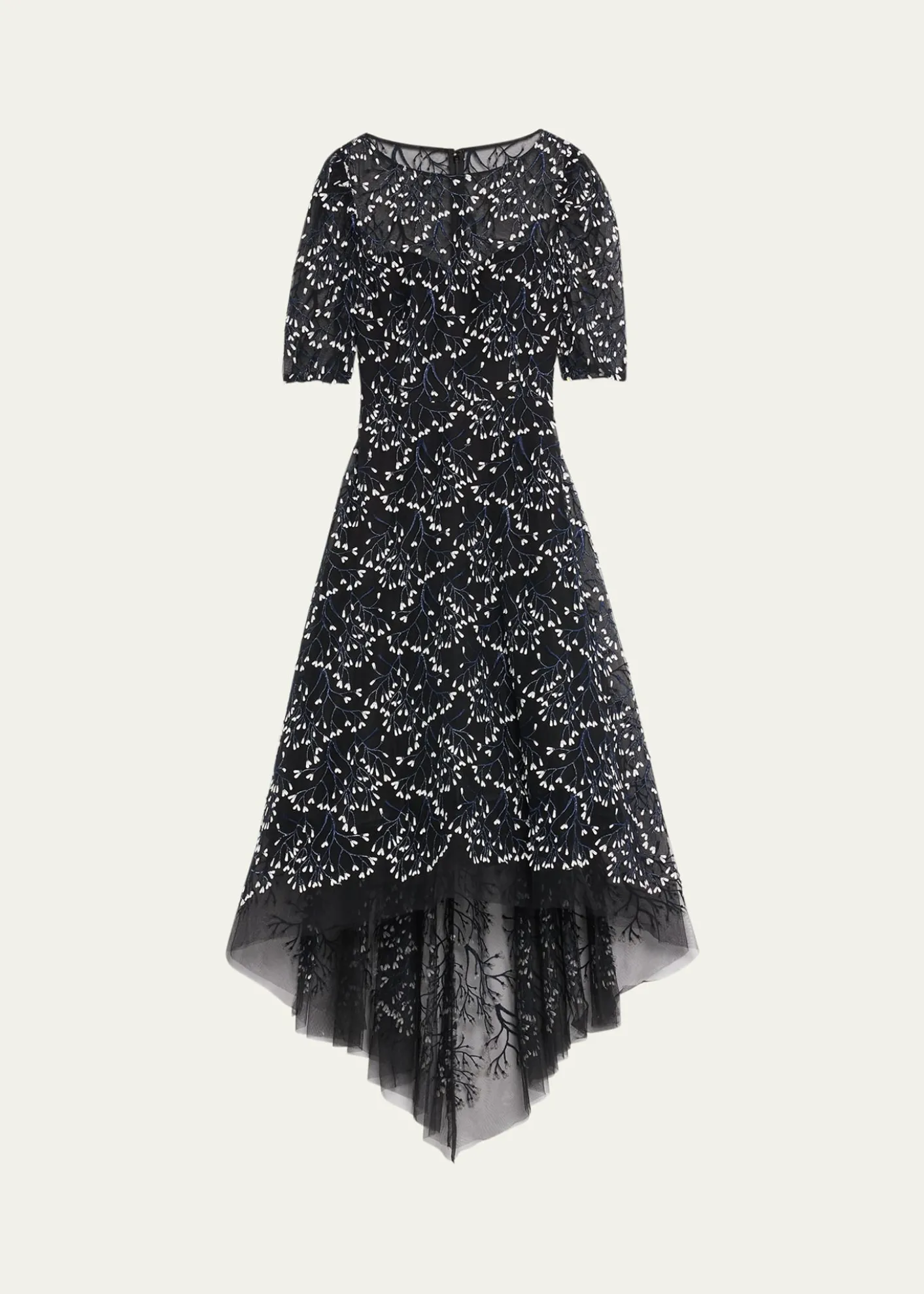 Rickie Freeman for Teri Jon3D Lace High-Low Cocktail Dress