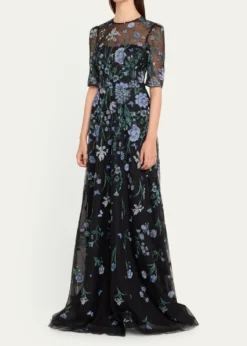 Rickie Freeman for Teri JonEmbroidered A-Line Tulle Gown