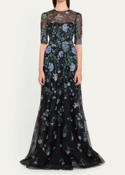 Rickie Freeman for Teri JonEmbroidered A-Line Tulle Gown