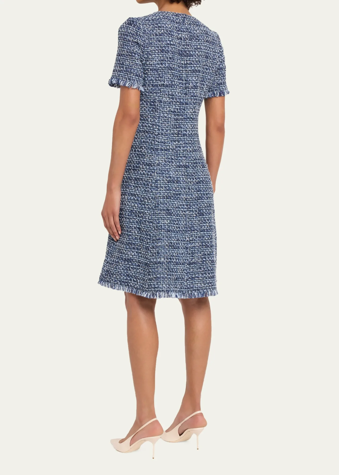 Rickie Freeman for Teri JonFloral Tweed Short-Sleeve Dress