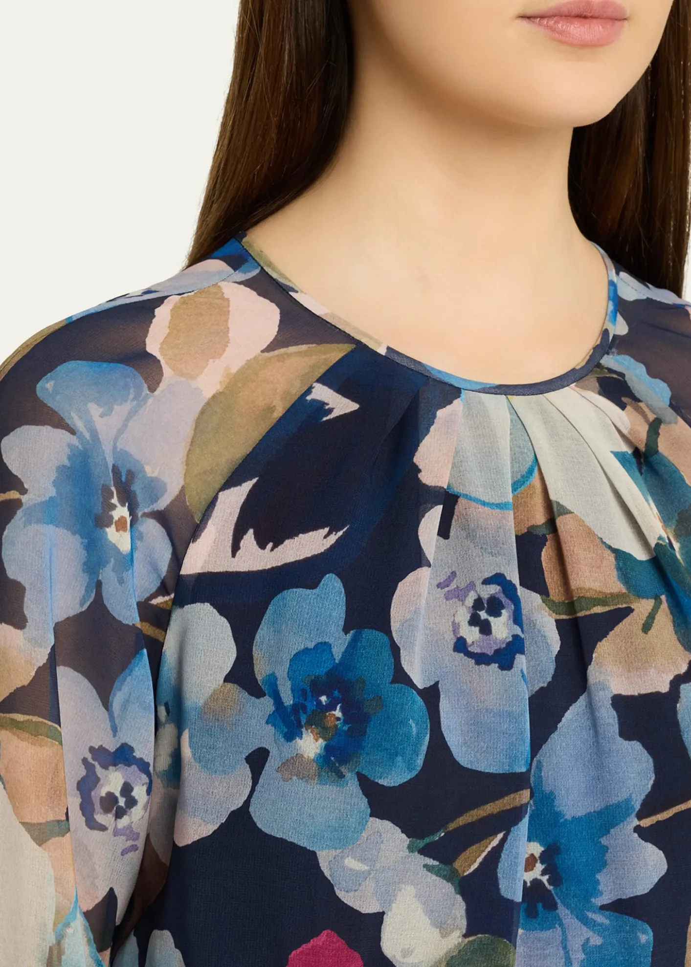 Rickie Freeman for Teri JonFloral-Print Chiffon Gown