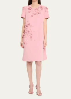 Rickie Freeman for Teri JonFloral Applique Crepe Dress