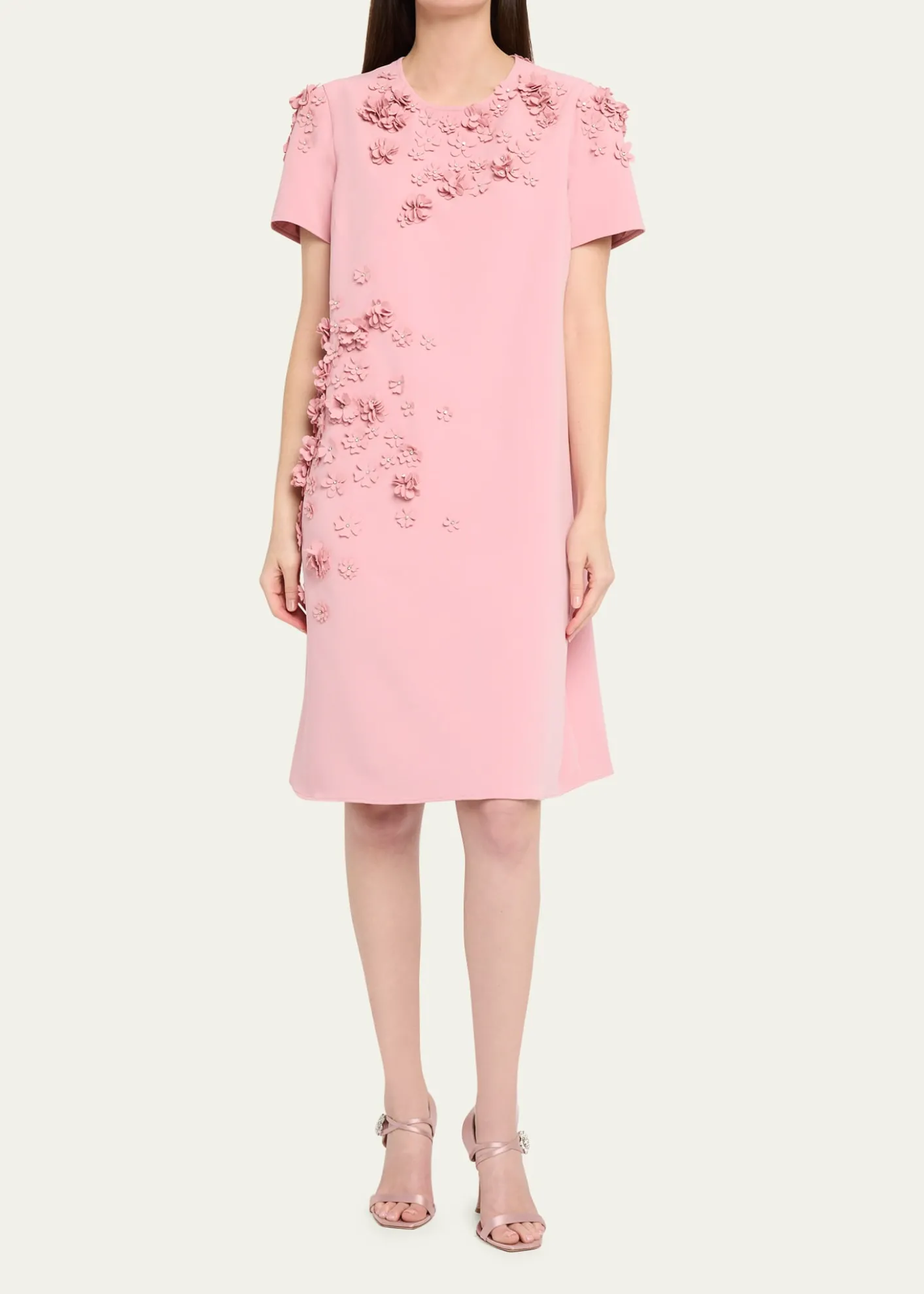 Rickie Freeman for Teri JonFloral Applique Crepe Dress