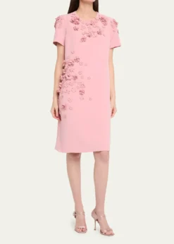 Rickie Freeman for Teri JonFloral Applique Crepe Dress