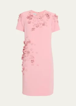 Rickie Freeman for Teri JonFloral Applique Crepe Dress