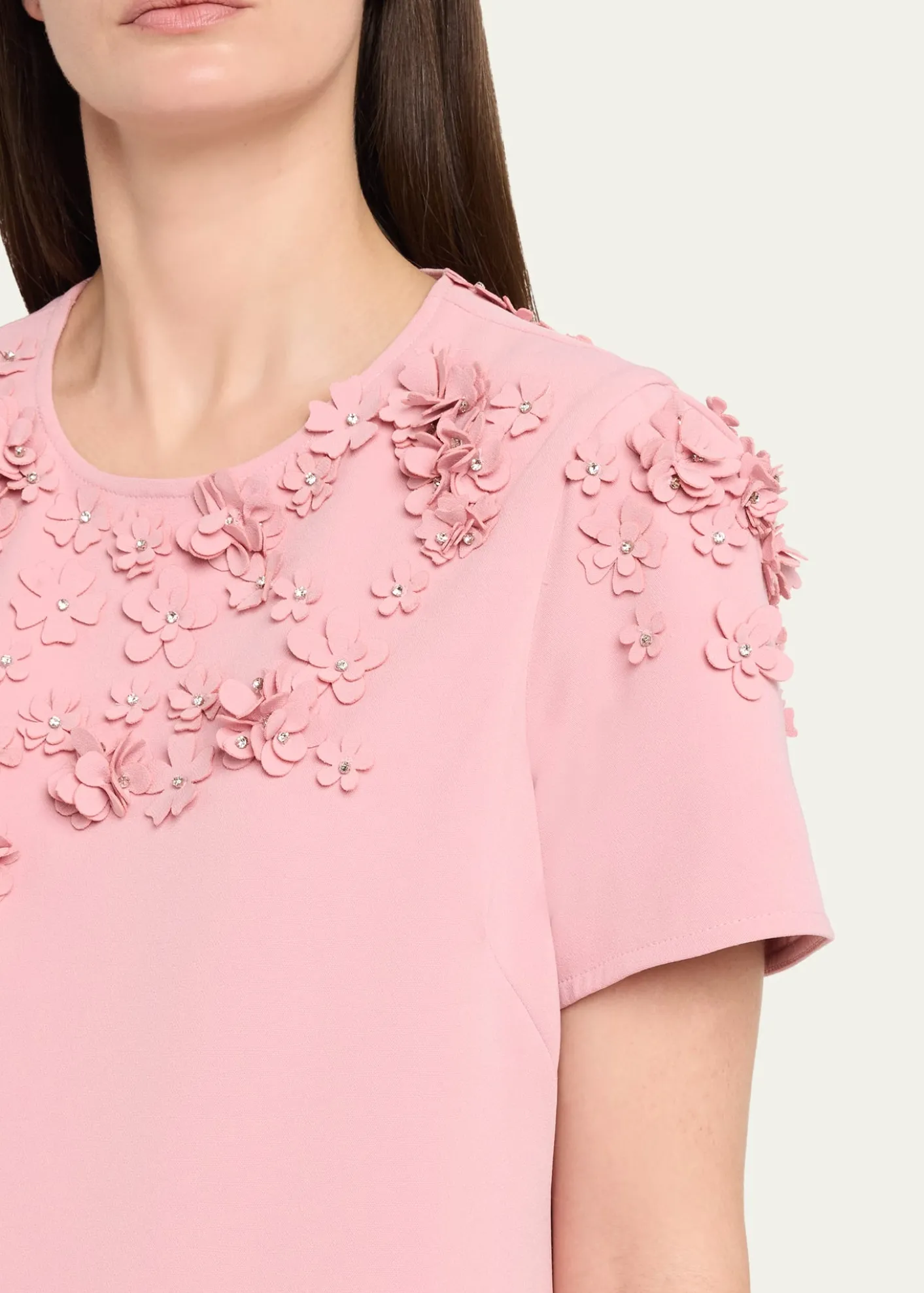 Rickie Freeman for Teri JonFloral Applique Crepe Dress