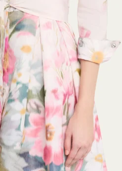 Rickie Freeman for Teri JonFloral-Print Taffeta Midi Shirtdress