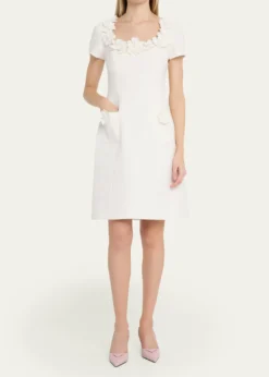 Rickie Freeman for Teri JonFloral Applique Crepe Mini Dress