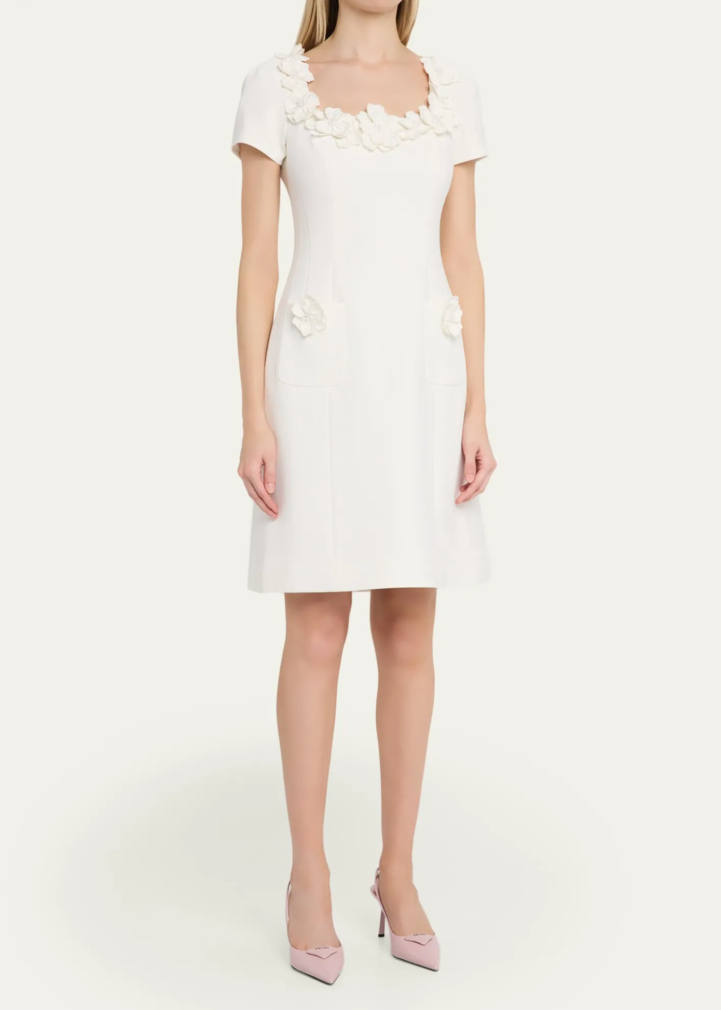 Rickie Freeman for Teri JonFloral Applique Crepe Mini Dress