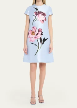Rickie Freeman for Teri JonFloral-Print Faille Dress