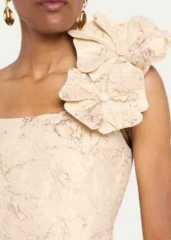 Rickie Freeman for Teri JonFloral Applique Metallic Jacquard Dress