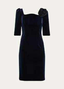 Rickie Freeman for Teri JonFloral Applique Velvet Dress