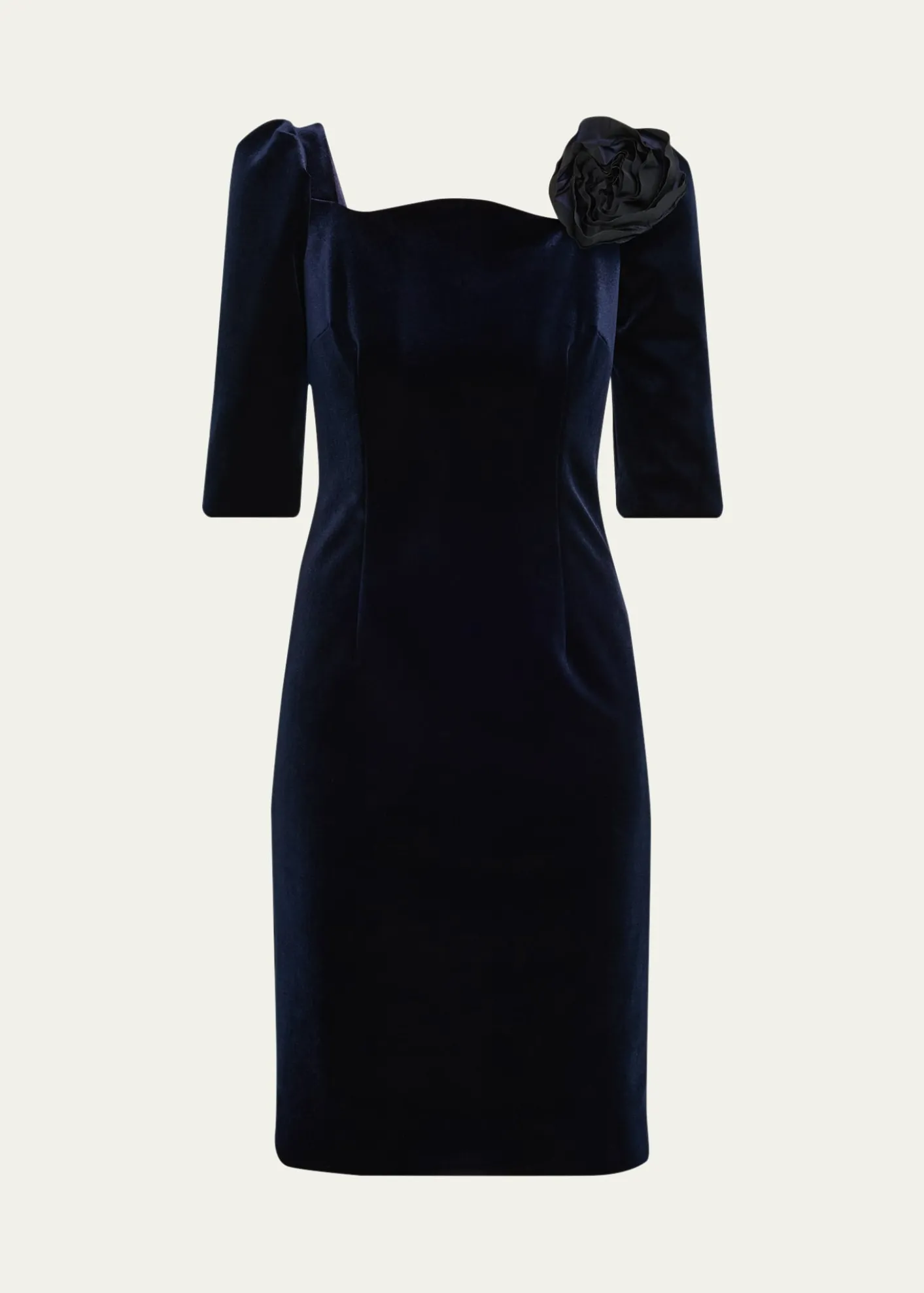 Rickie Freeman for Teri JonFloral Applique Velvet Dress