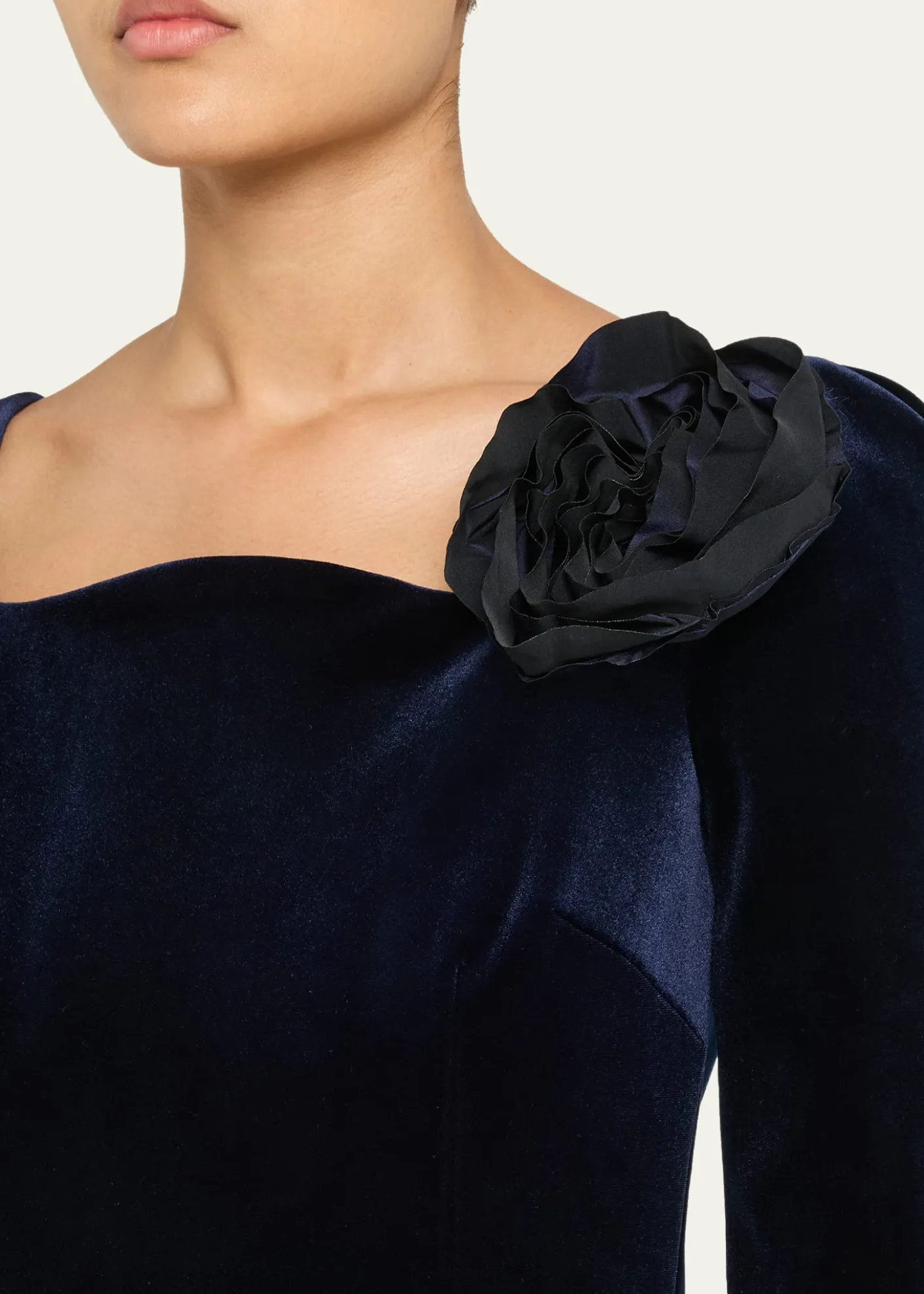 Rickie Freeman for Teri JonFloral Applique Velvet Dress
