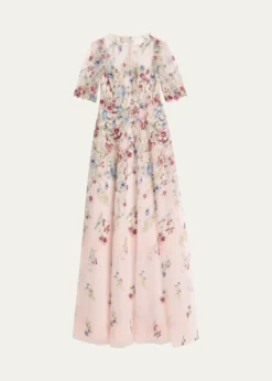 Rickie Freeman for Teri JonFloral-Embroidered Illusion Tulle Gown