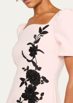 Rickie Freeman for Teri JonFloral Applique Crepe Column Gown