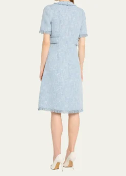 Rickie Freeman for Teri JonFringe-Trim Boucle Tweed Dress