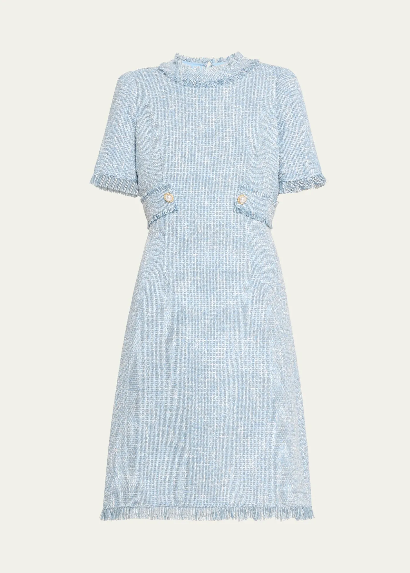 Rickie Freeman for Teri JonFringe-Trim Boucle Tweed Dress