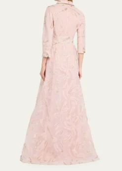 Rickie Freeman for Teri JonMetallic Organza Jacquard Shirt Gown