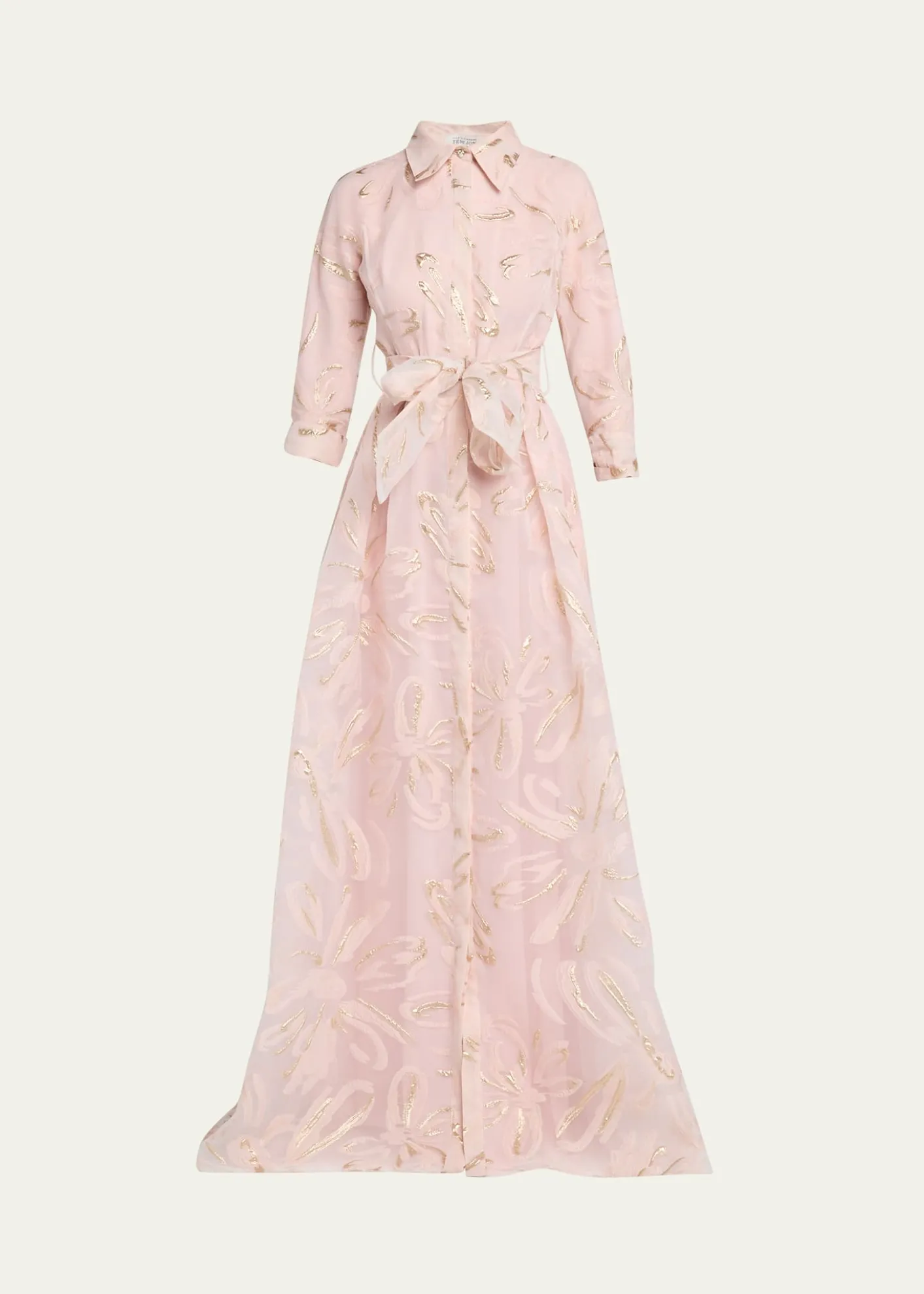 Rickie Freeman for Teri JonMetallic Organza Jacquard Shirt Gown